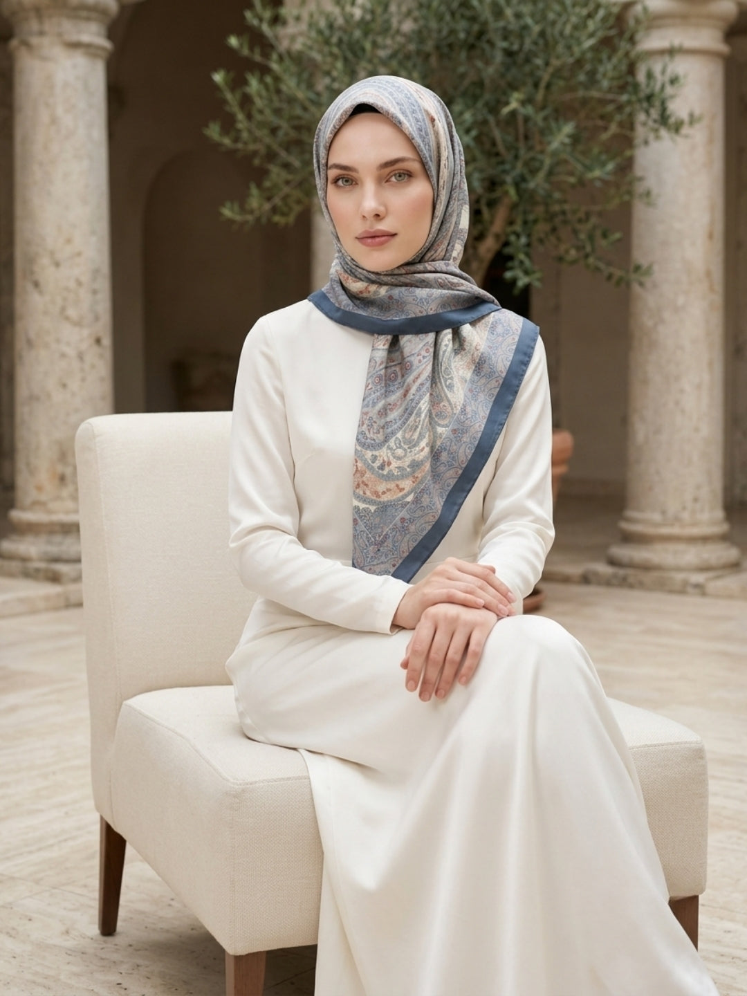 Vela Desen Soft Şal İndigo - Asil ve Rahat Stil