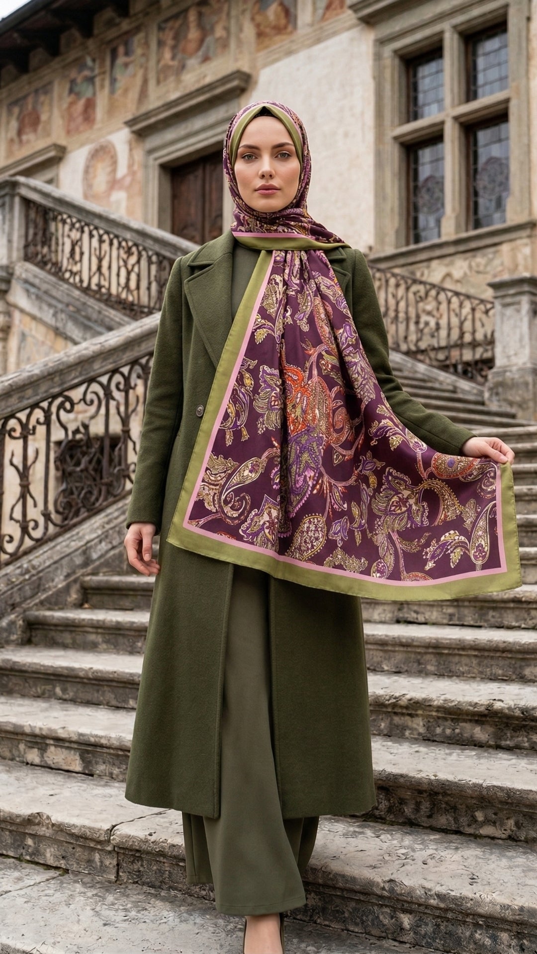 Heritage Alâ Şal Yeşil Mor | Zarif ve Modern Seçim