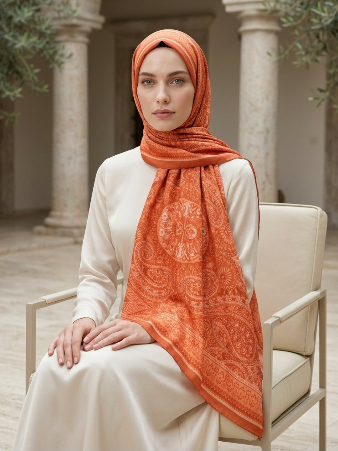 Allica Desen Şal Kiremit - Sıcak ve Doğal Stil