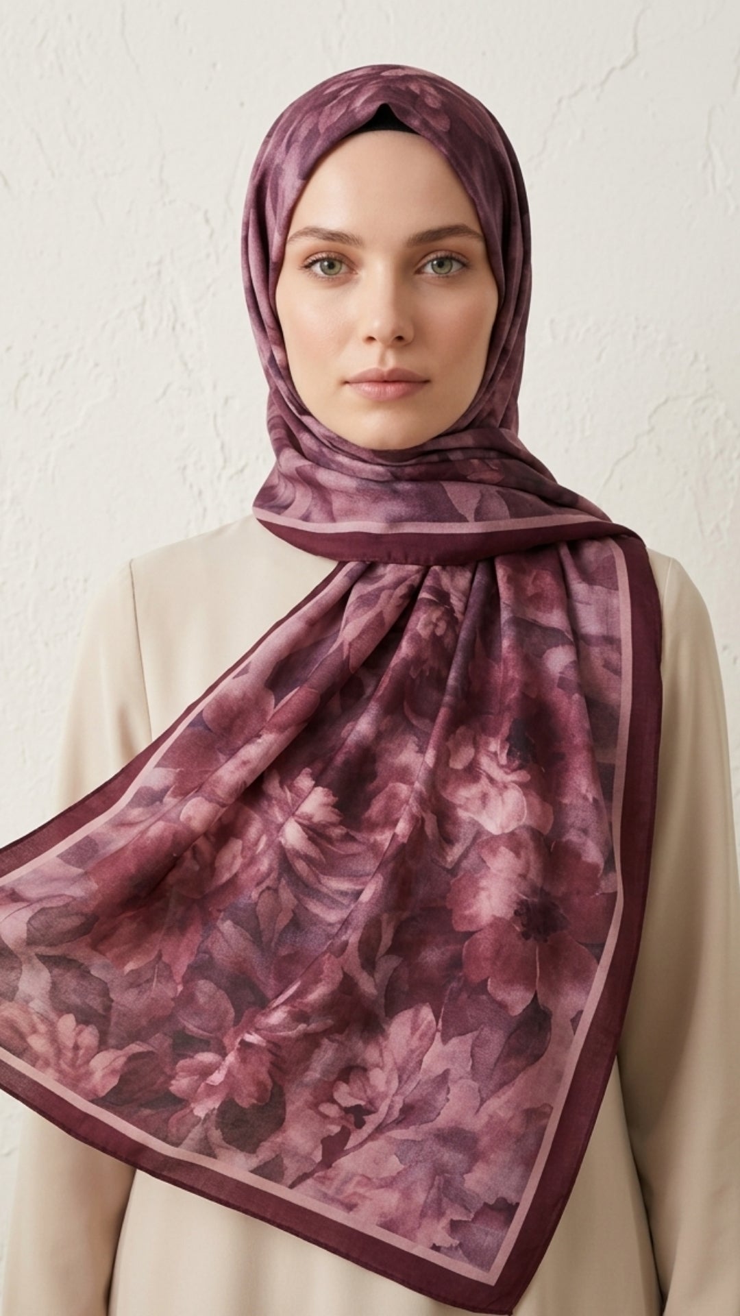 Frosted Bloom Müslin Şal Koyu Pembe önden görünüm