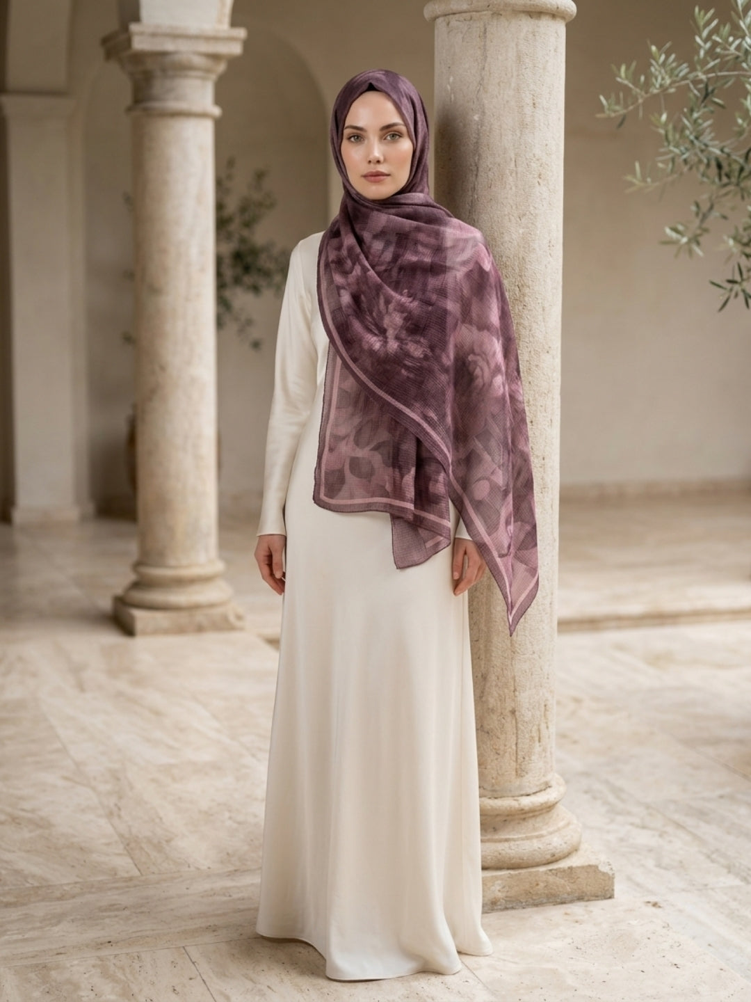 Frosted Bloom Müslin Şal Koyu Pembe - Canlı ve Doğal Stil