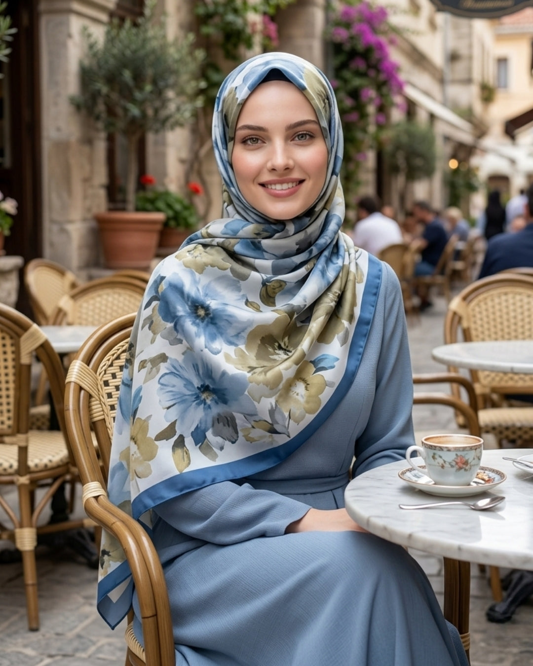 Desenli Pamuk Soft Şal Lacivert Vizon | Zarif ve Şık Seçim