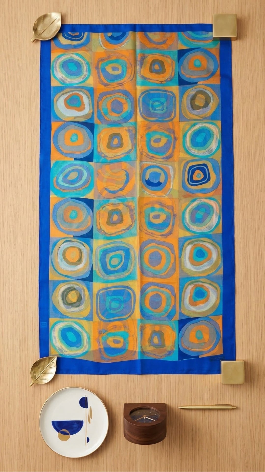 Çağdaş tasarımlı premium Modern Dairesel Desenli Bursa ipeği fular