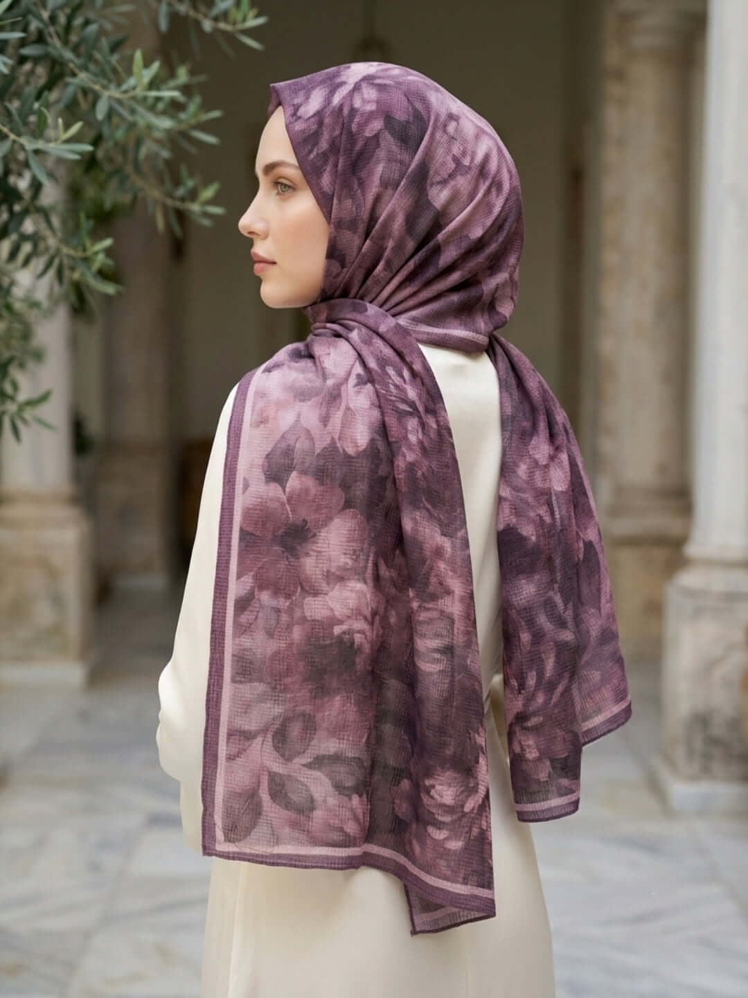Frosted Bloom Müslin Şal Koyu Pembe - Canlı ve Doğal Stil