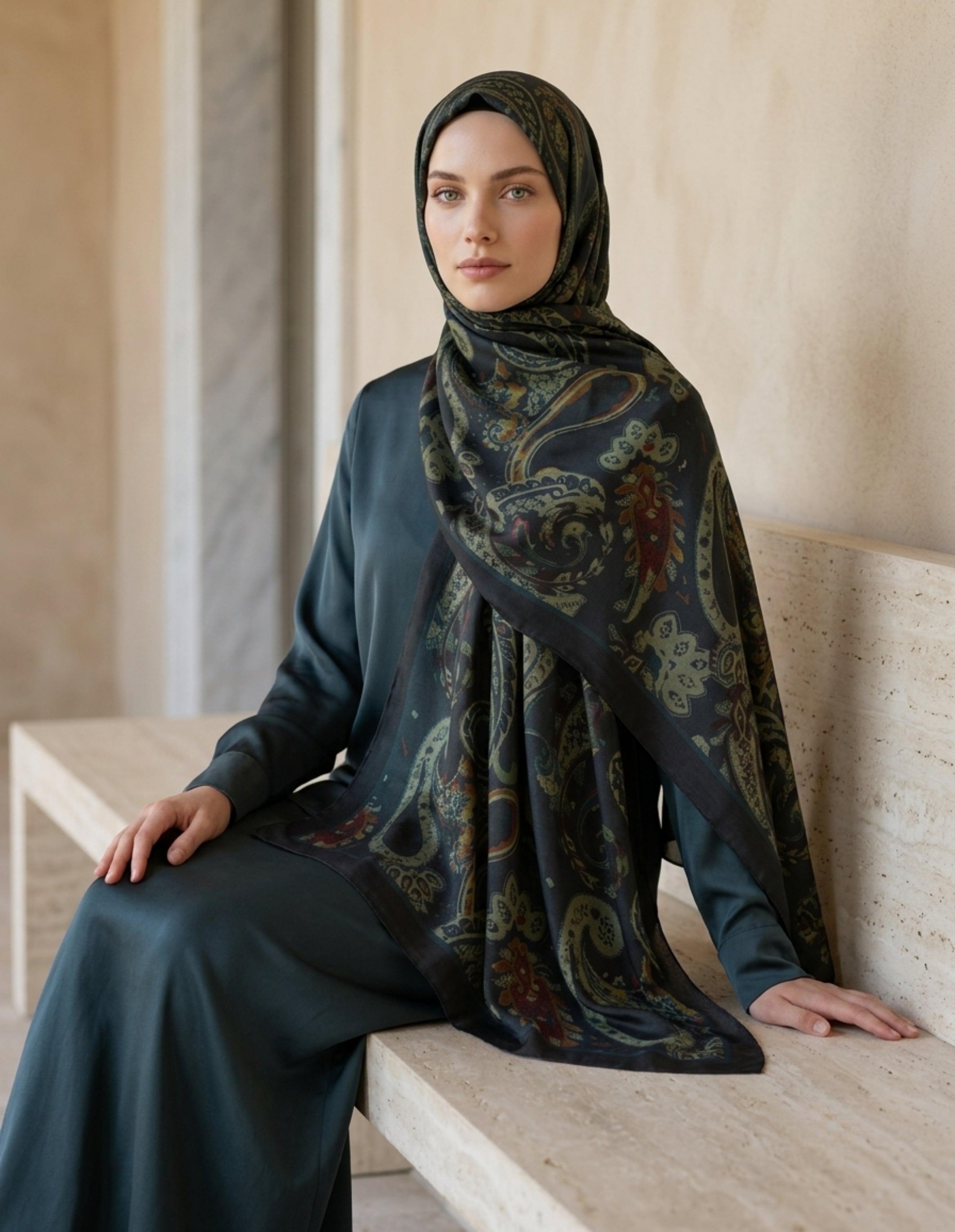 Moda Nûda ED Scarf Iconic Vera Şal Acı Kahve detay çekimi