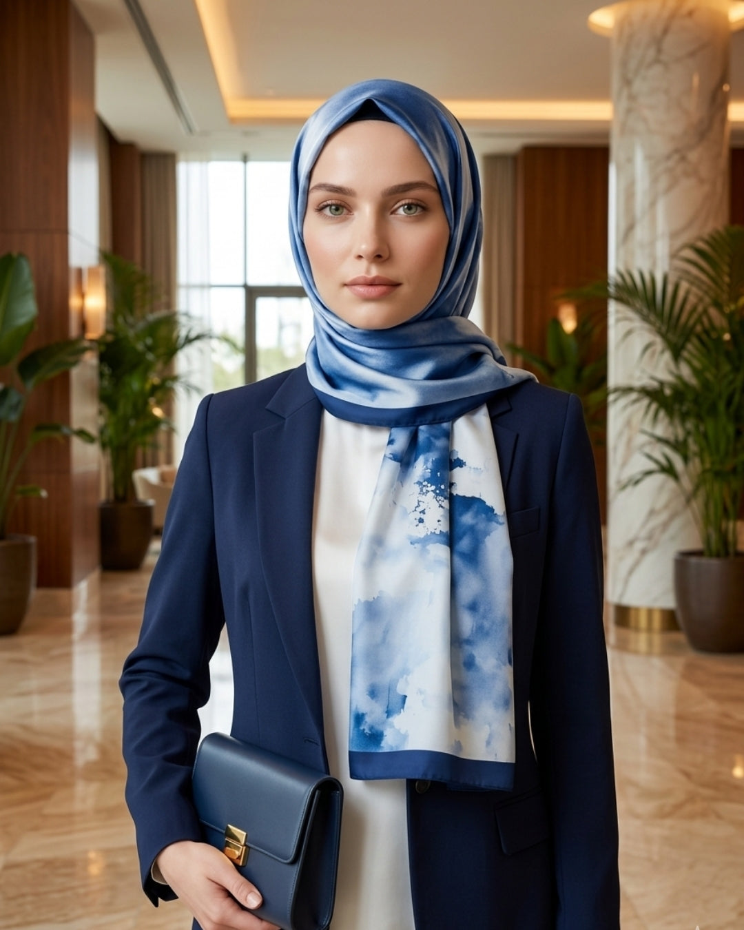 Batik Desenli Pamuk Soft Şal Lacivert Batik Mira İpek yakından doku detayı
