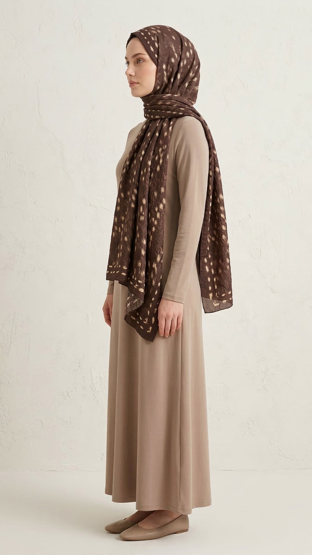 Bambi Kraş Şal Acı Kahve kırışık doku yakından görünüm