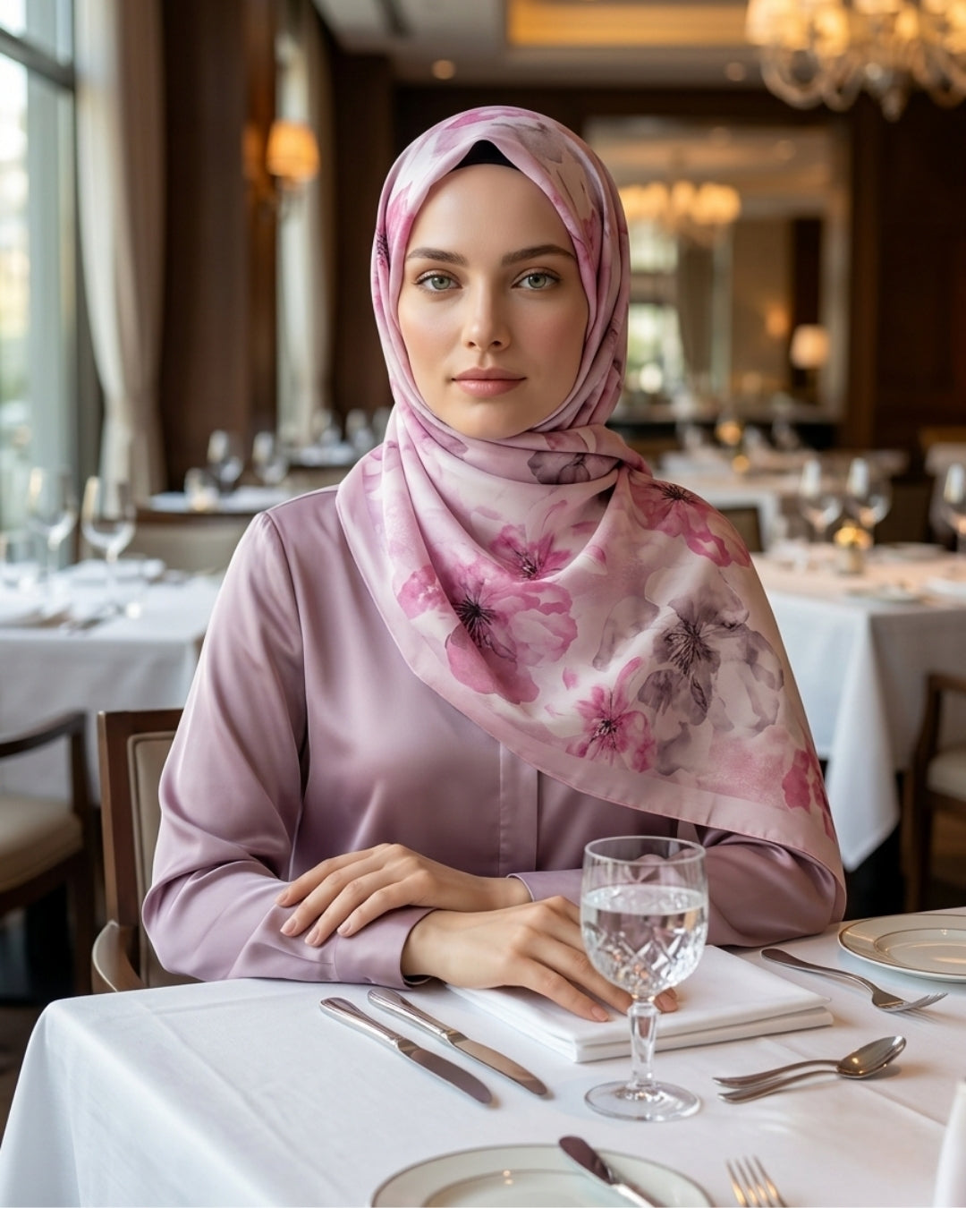Fransız İpeği Desenli Şal Dökümlü Pembe
