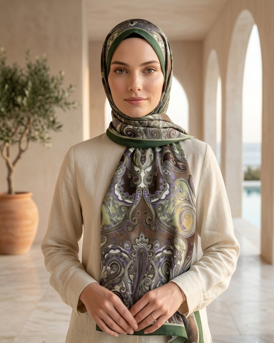 Yeşil Heritage Gazel Şal, modern ve geleneksel stili bir araya getiren şık bir aksesuar.