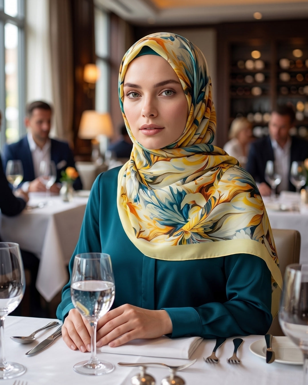 Desenli Pamuk Soft Şal İlham Serisi Sarı Turuncu