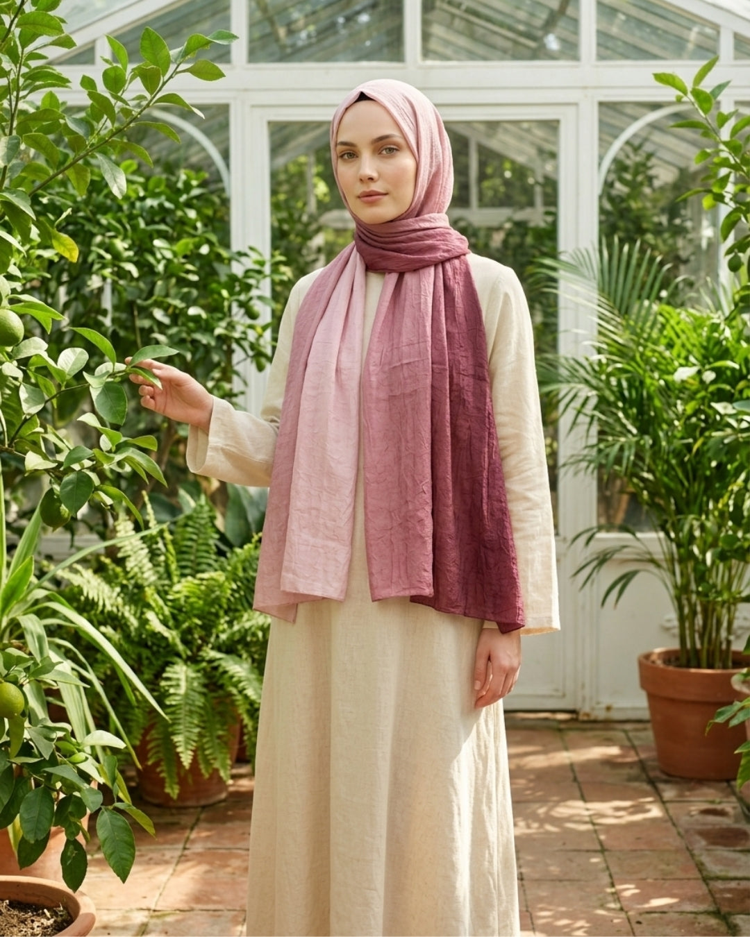Degrade Bambu Kraş Şal Pembe Mürdüm kadın şal modeli