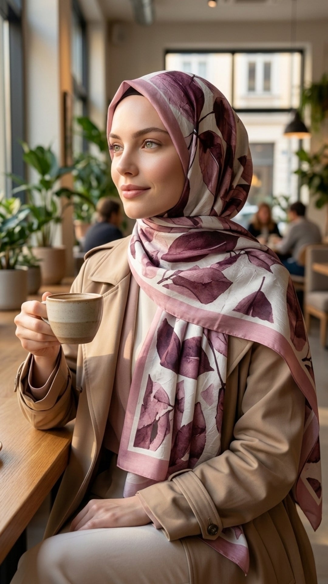 Desenli Bambu Kraş Şal Toz Pembe | Zarif ve Modern