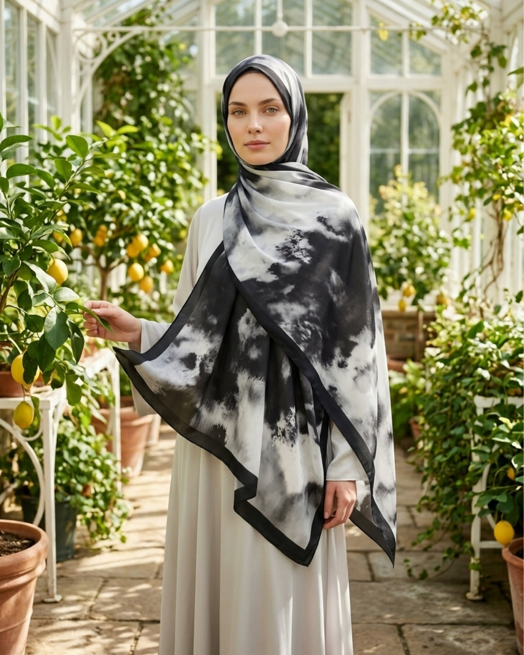 Batik Desenli Pamuk Soft Şal Siyah Batik kenar dikiş kalitesi