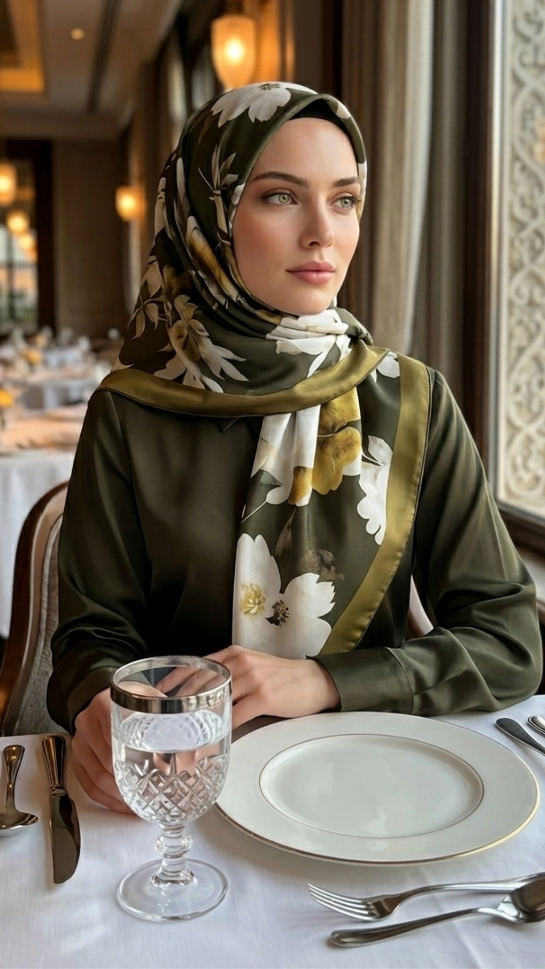 Desenli Pamuk Soft Şal Yeşil | Mena Serisi