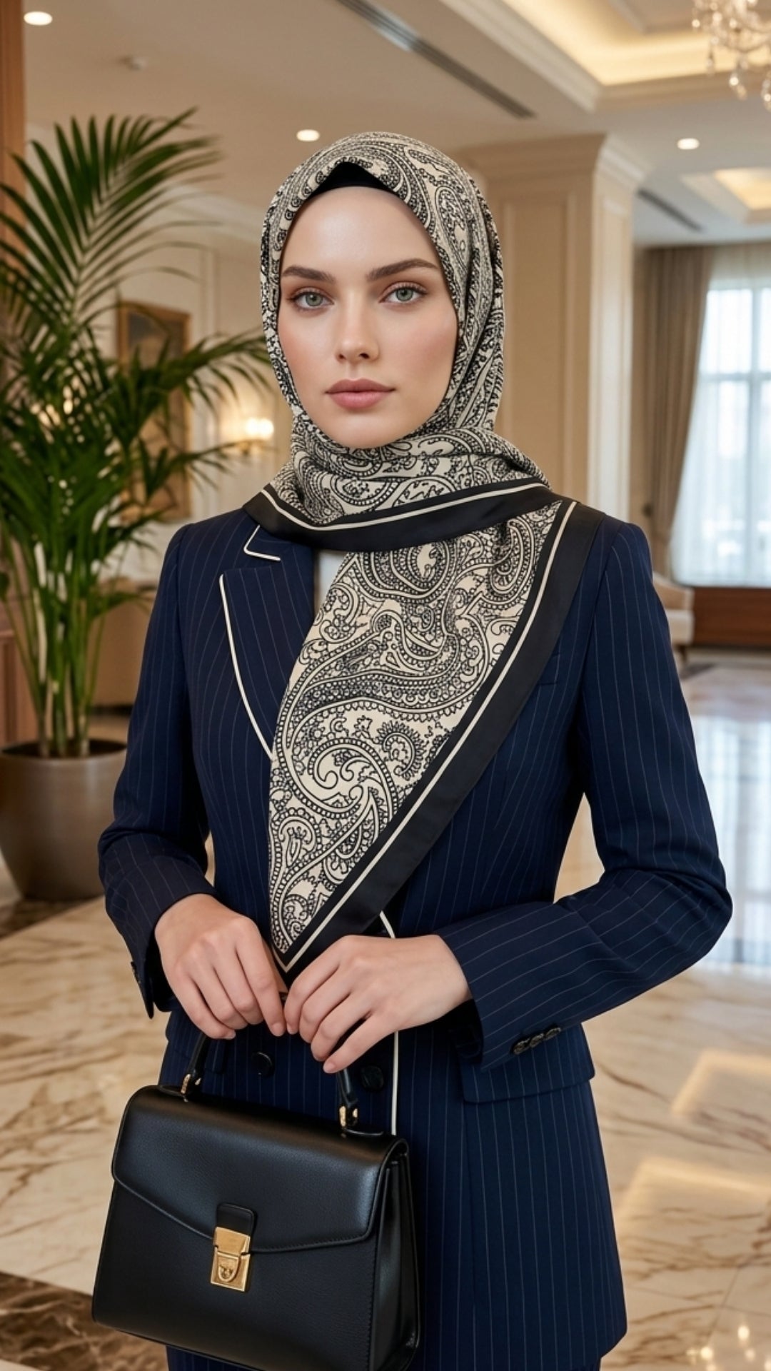 Paisley Koleksiyonu Hüma Şal Siyah Beyaz | Zarif Seçim