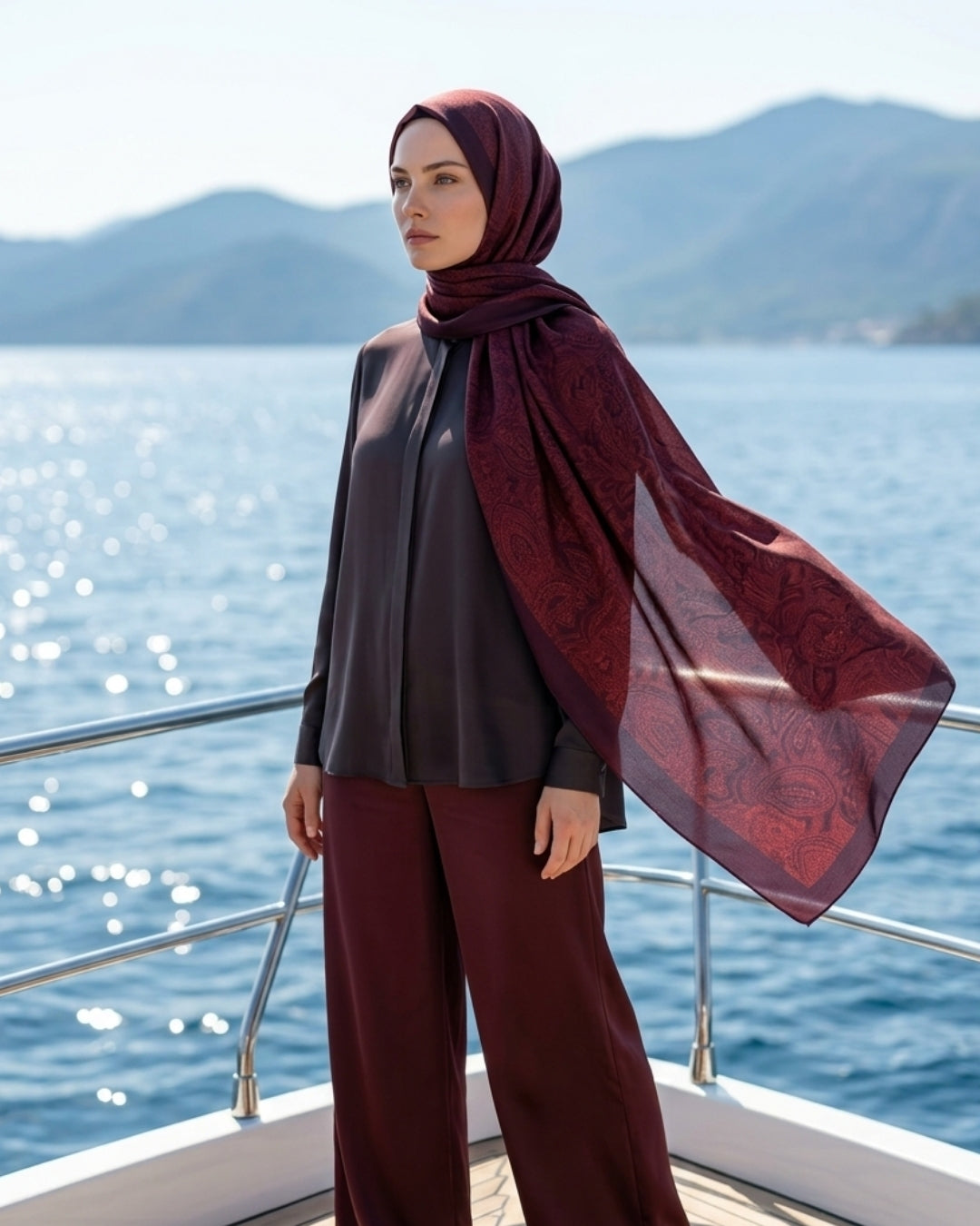 Heritage Saye Şal - Bordo
