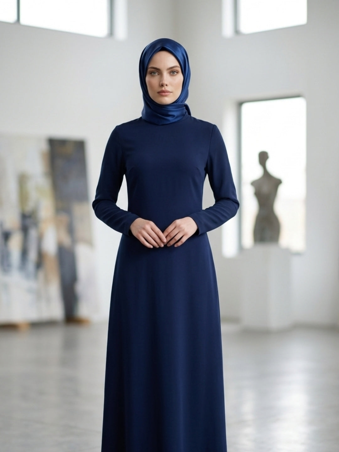 Abiye Saten Janjan Şal Lacivert | Parlak ve Zarif Stil