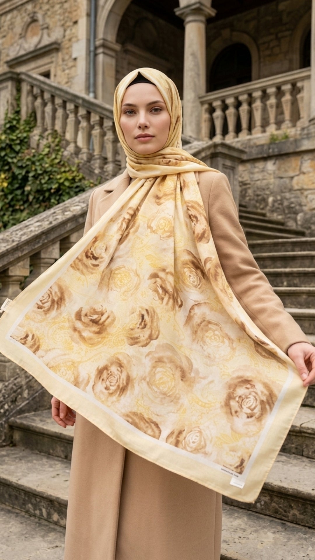 Rossa Desen Soft Şal Tereyağ Sarısı yazlık ve ferah kullanım