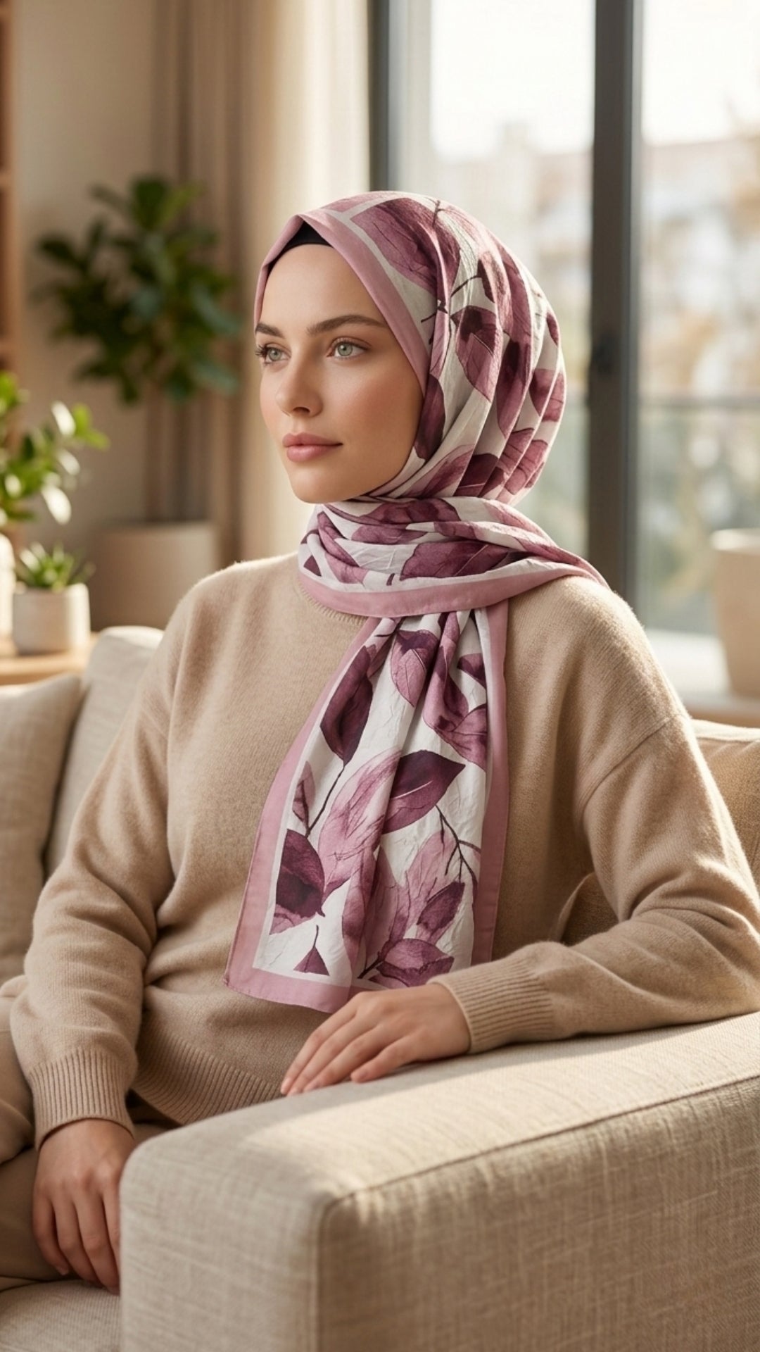 Desenli Bambu Kraş Şal Toz Pembe | Zarif ve Modern