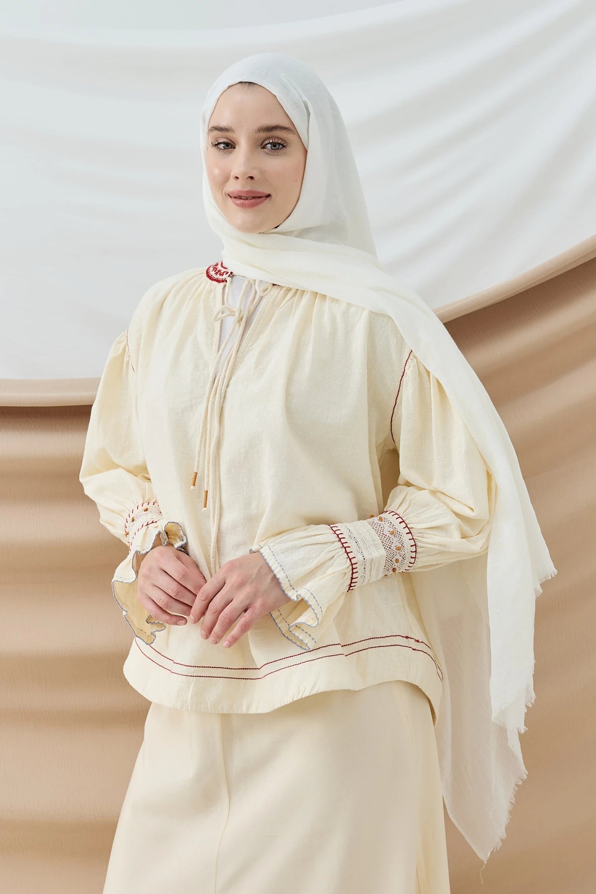 Aya Serisi Şal - Kırık Beyaz