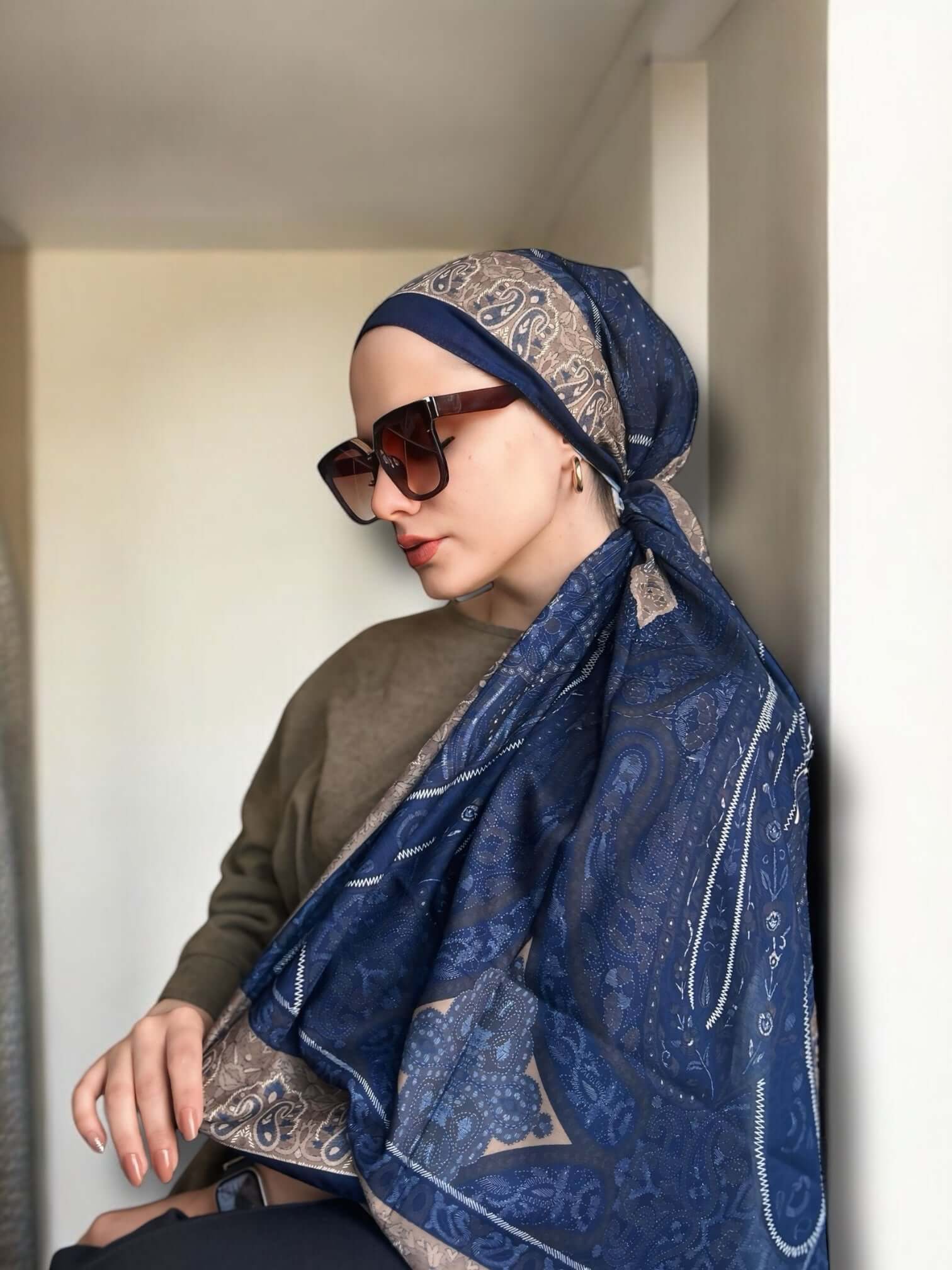 Vela Desen Soft Şal - Lacivert