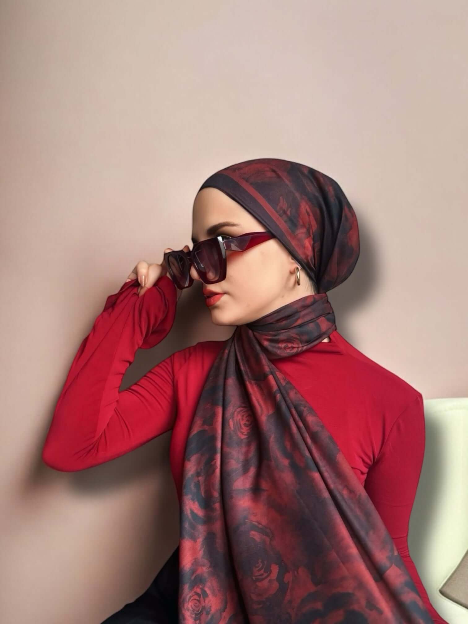 Rossa Desen Soft Şal - Bordo
