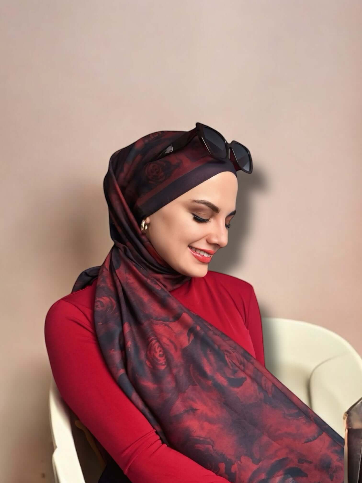 Rossa Desen Soft Şal - Bordo