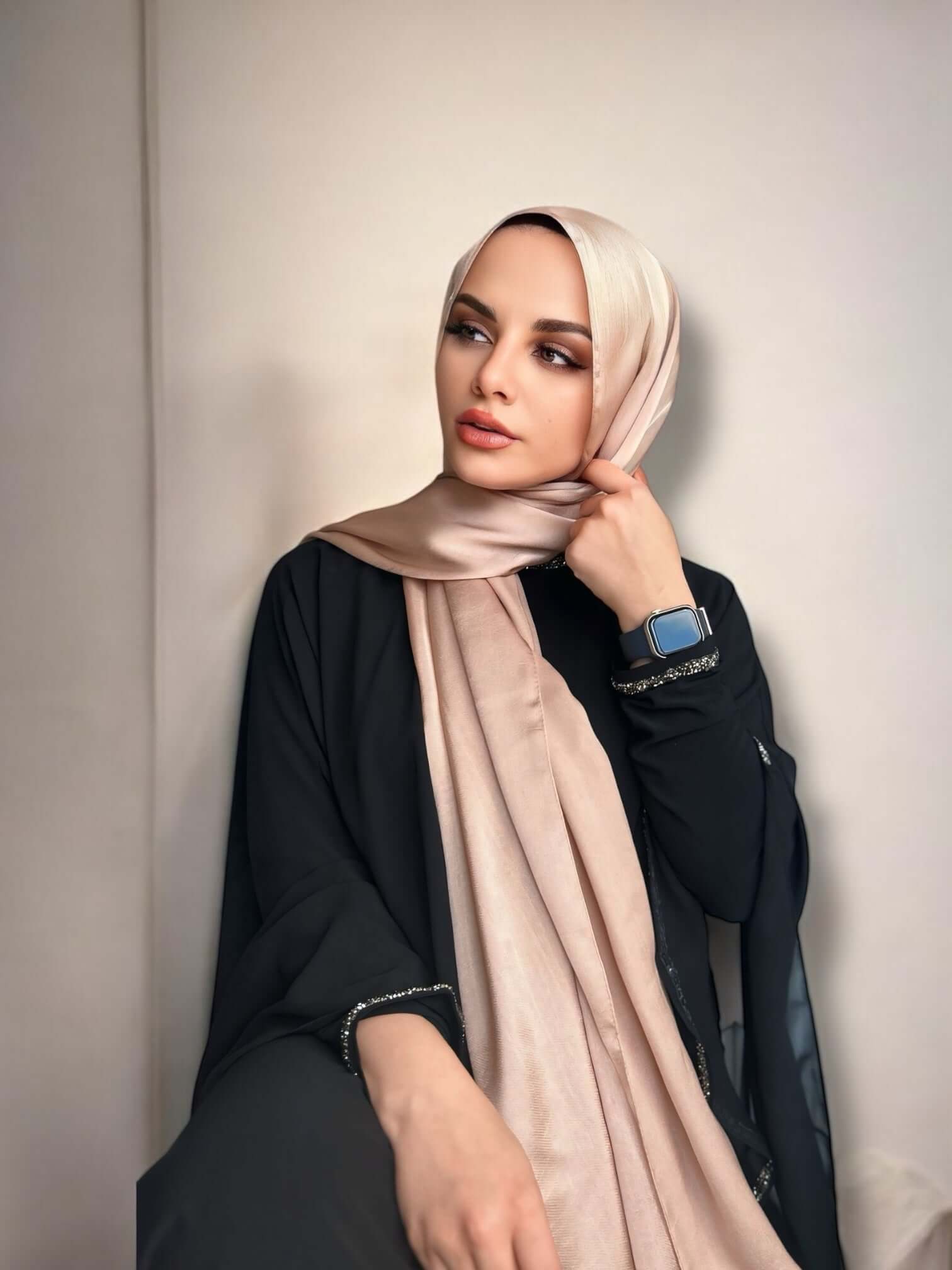 İdol Saten Janjan Şal - Bisküvi