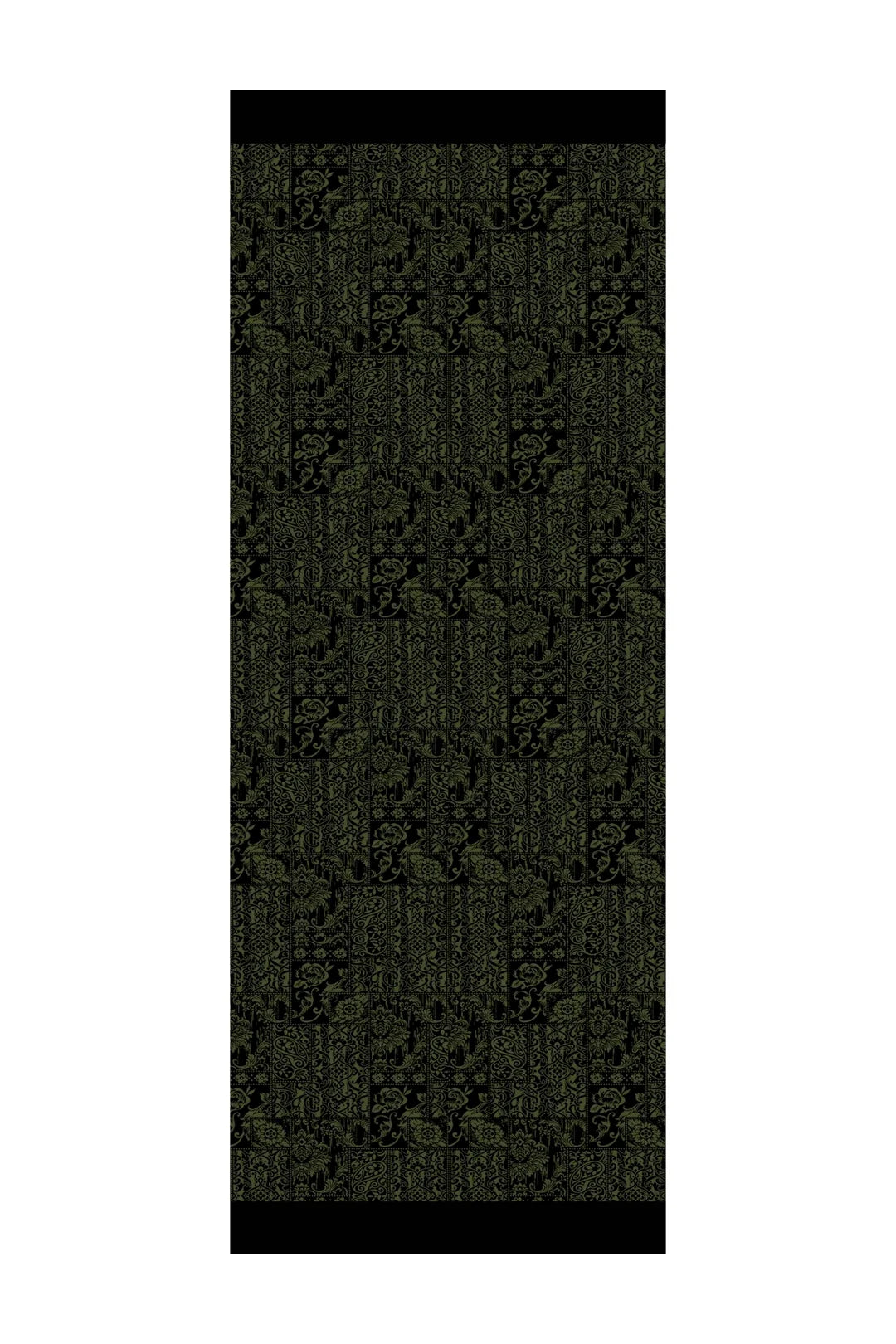 Henna Desen Çift Taraflı Şal Siyah-Haki