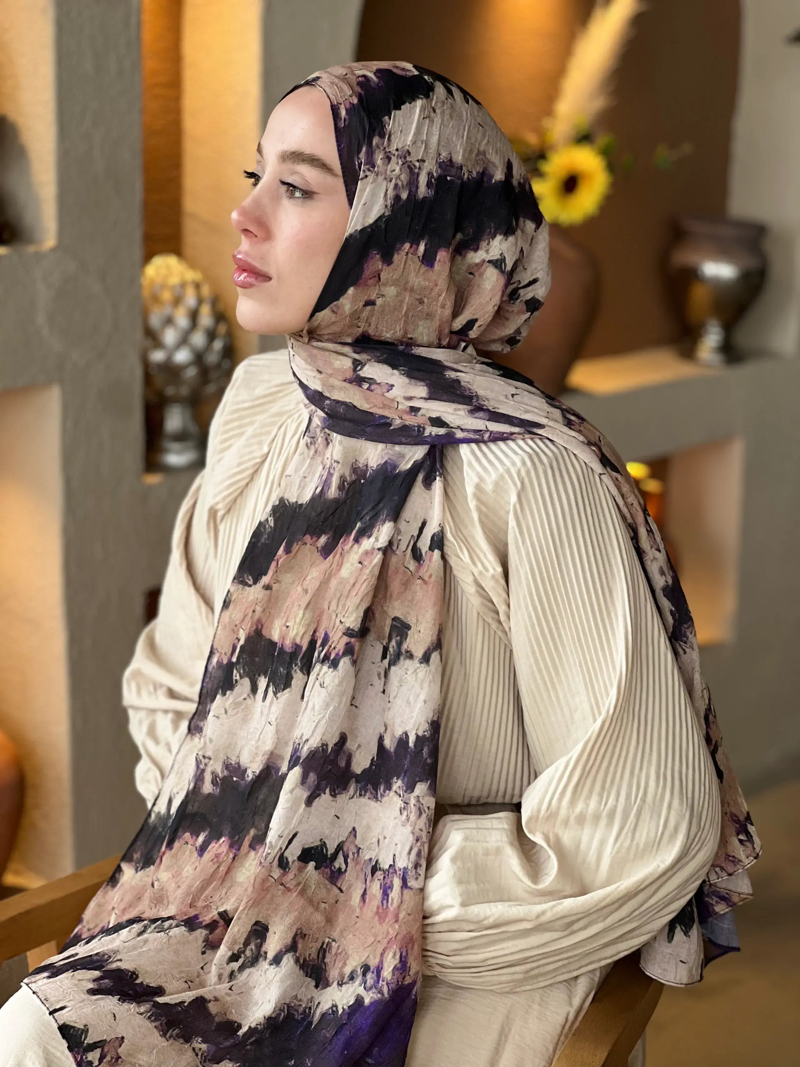 İlkbahar Ritm Desen Bambu Şal İğde ile yumuşak ve doğal stil