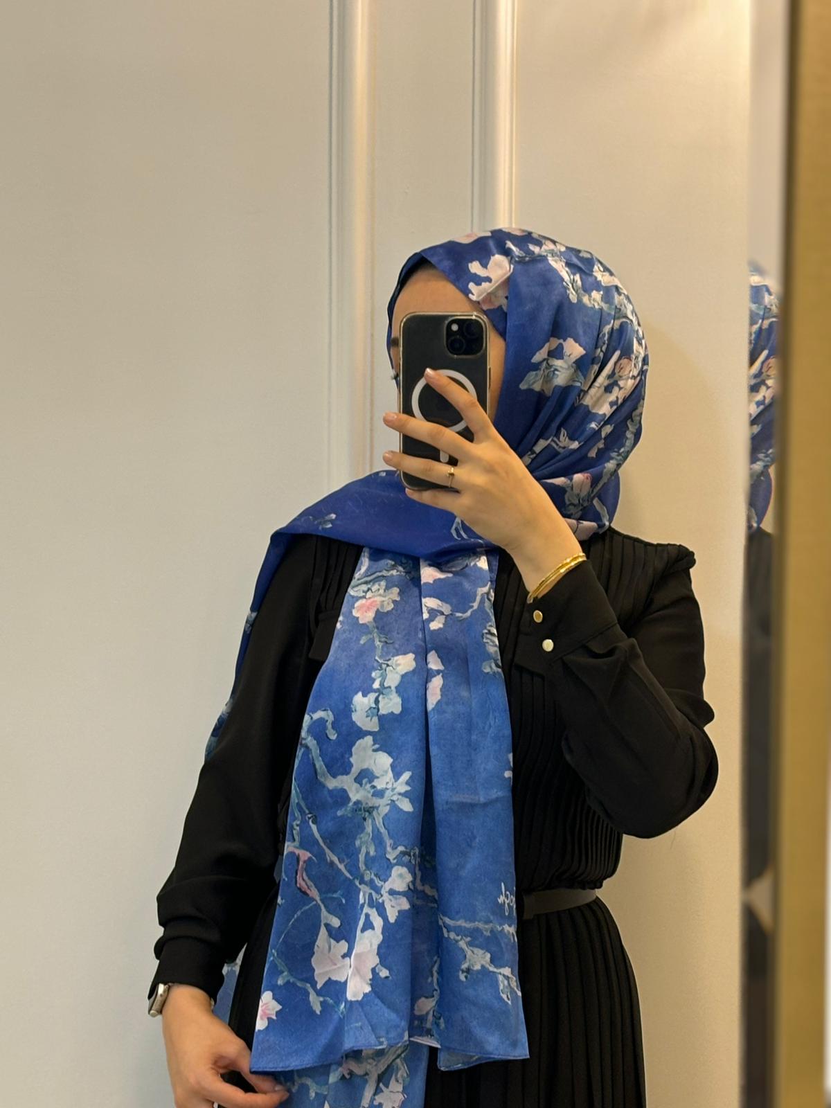 Van Gogh Badem Ağacı Art İpek Mavi | Sanatsal Şıklık