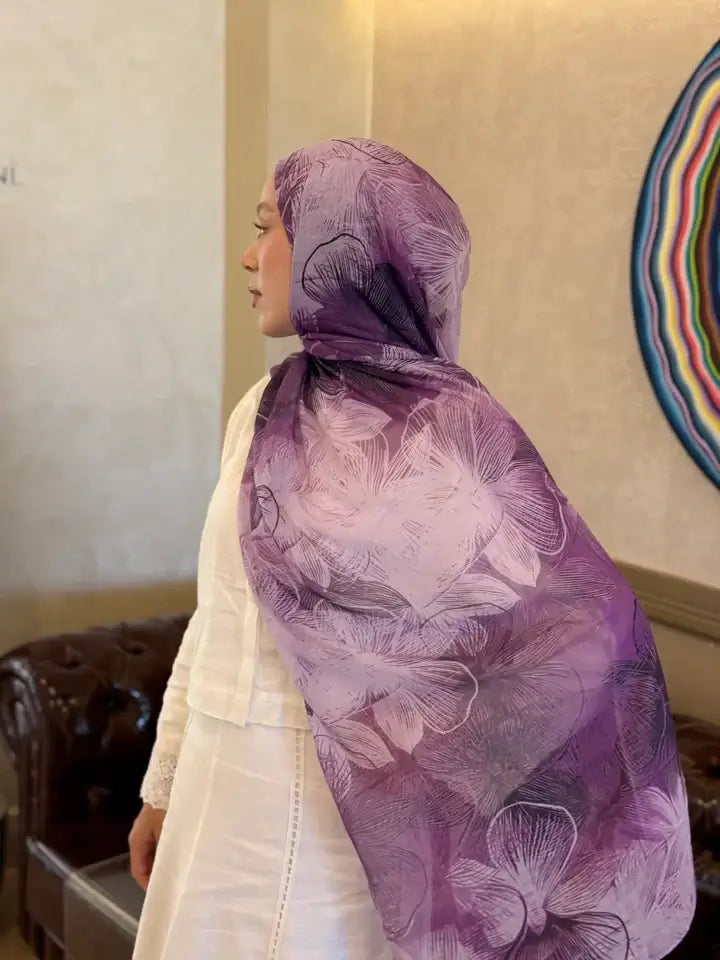 Vintage Rose tonlarında Esilda Desen Aya Şal detaylı görünüm