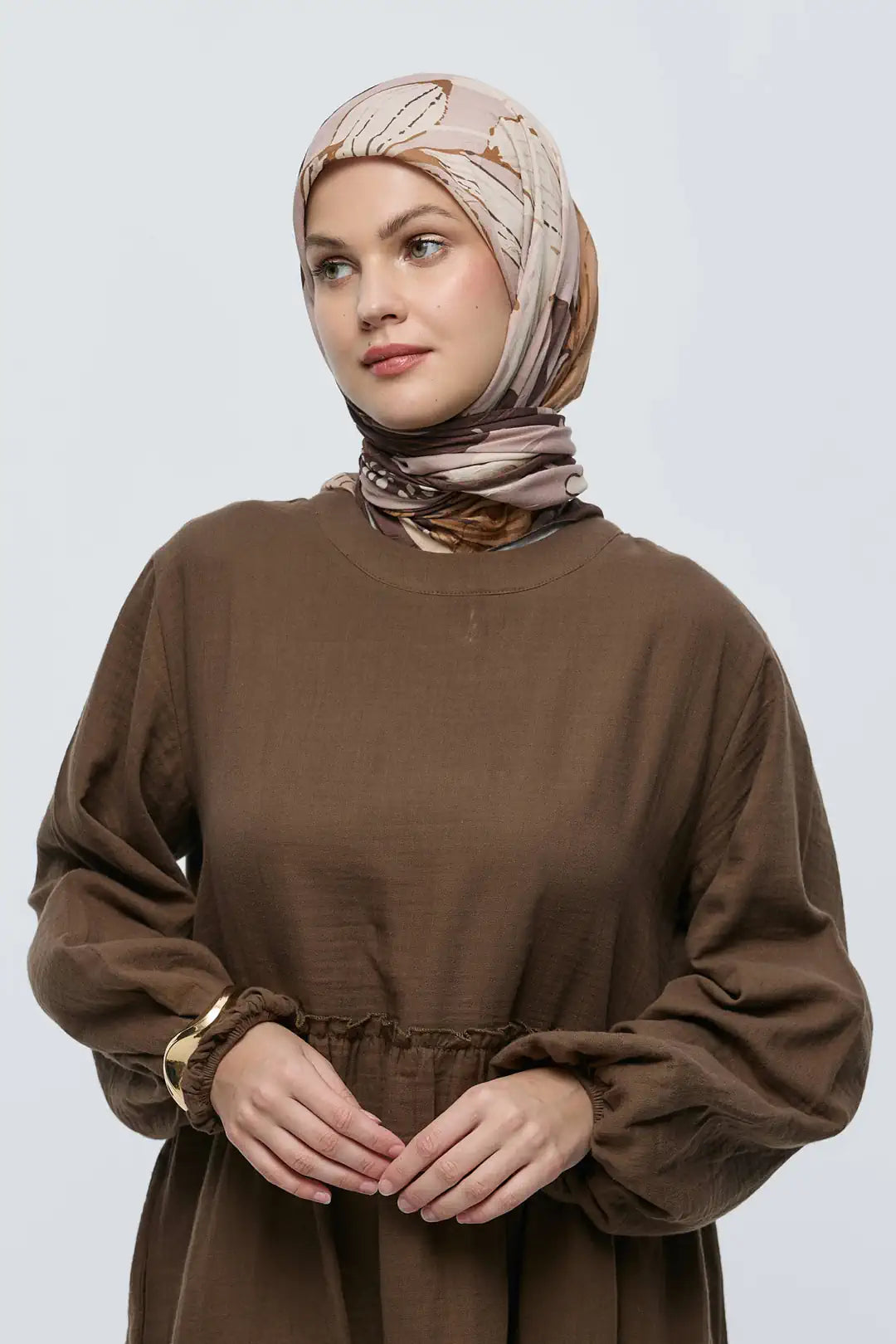 Bambu Eşarp Şakayık Desen yakın plan bambu doku Kahverengi