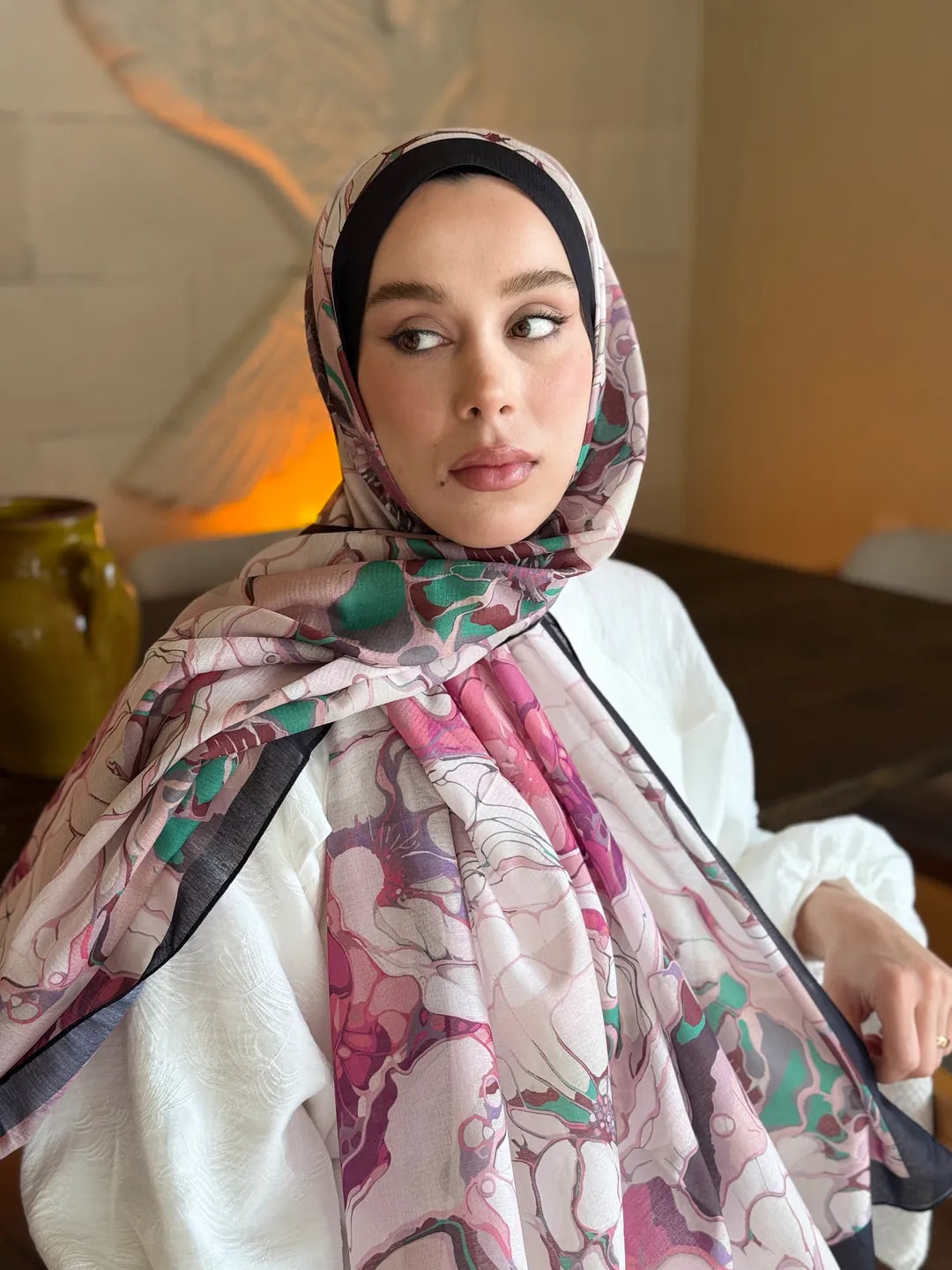 Alice Desen Lina Şal - Siyah-Pembe