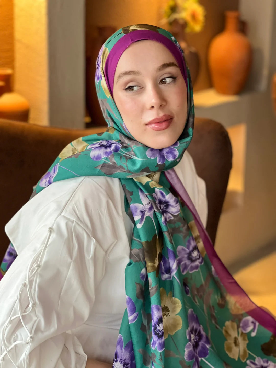 Fiori Desen Lina Şal - Gül Pembe